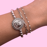 925 Sterling Silver 5mm Beaded Chanel Bracelet: 6.5 Inches