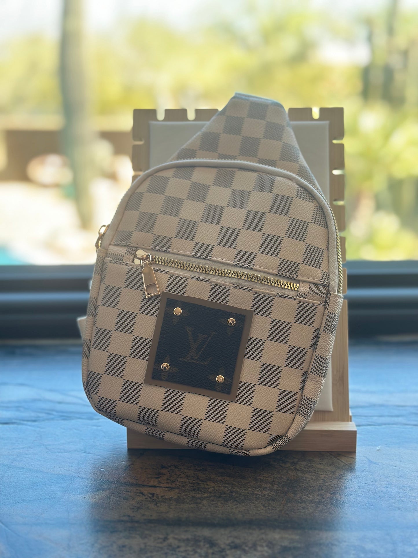 Eco-Friendly Louis Vuitton Checkered Sling Bag Upcycled Patch