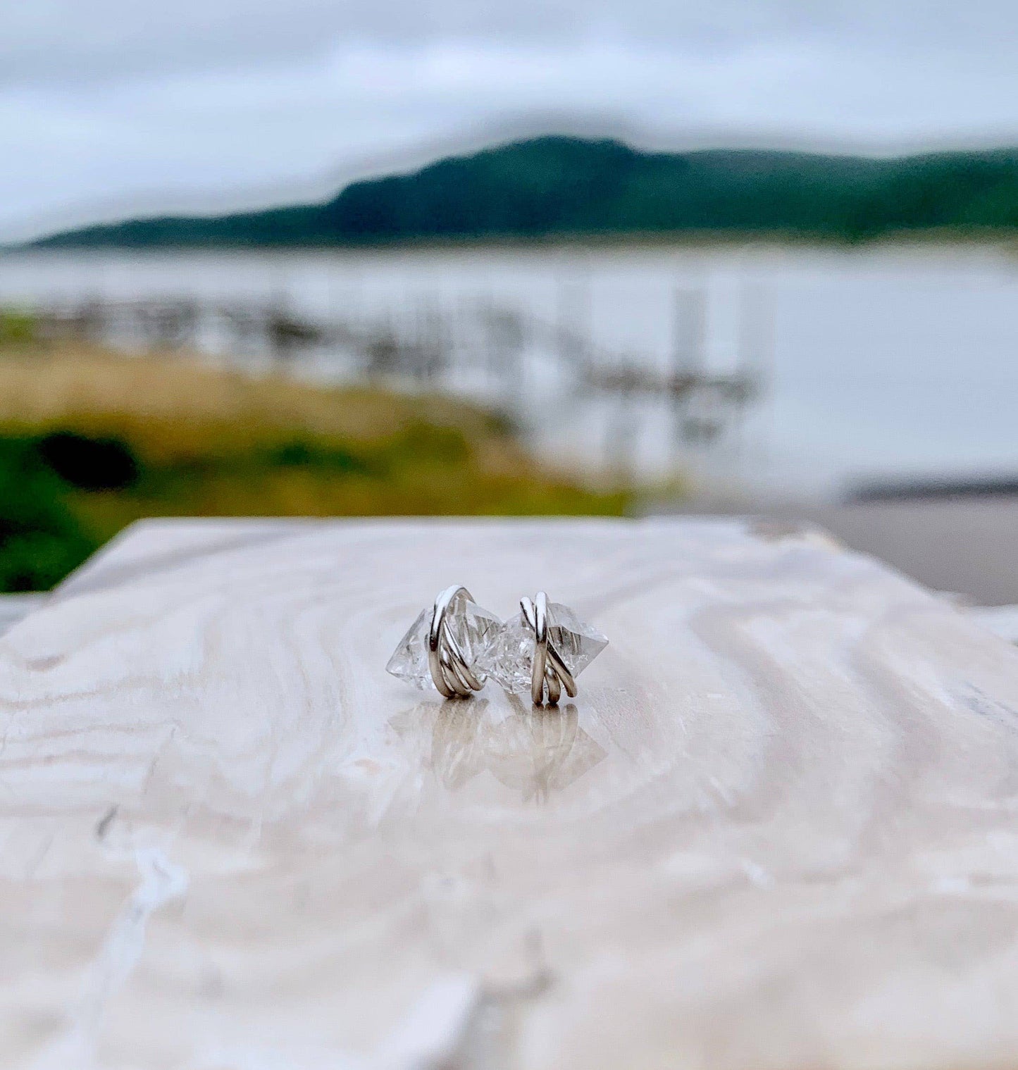 Rose Gold Herkimer Diamond Studs in 14k Gold Fill