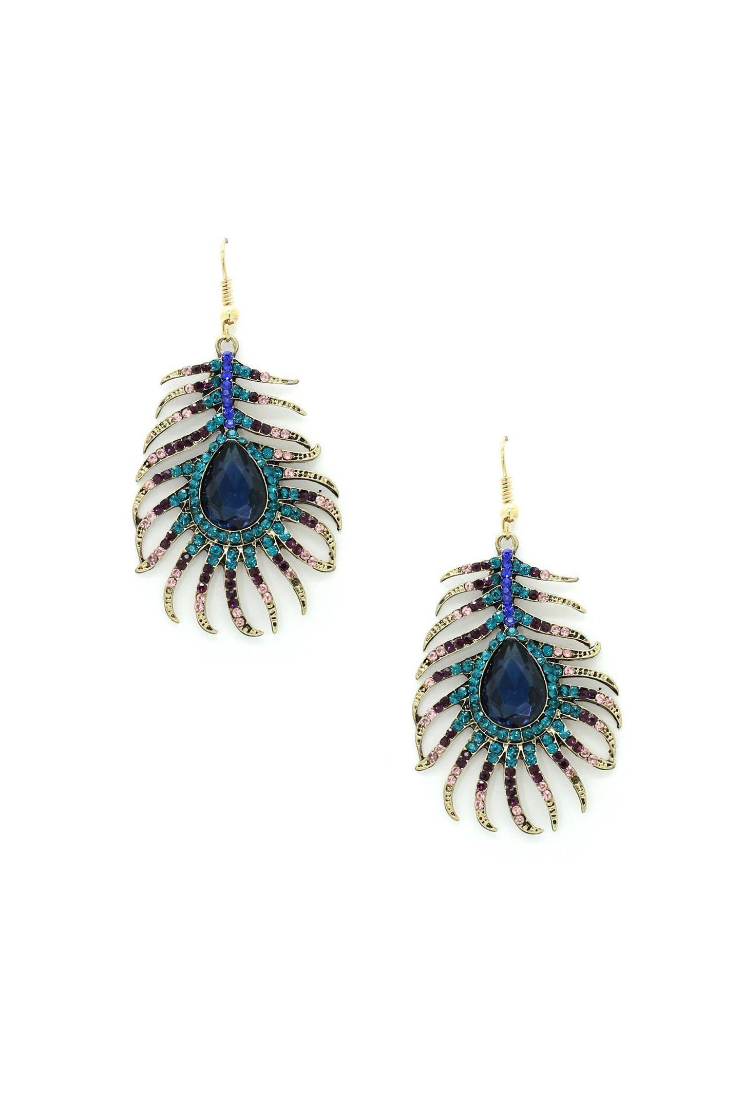 Sidra Peacock CZ Earrings - Elegant Blue Crystal Dangles