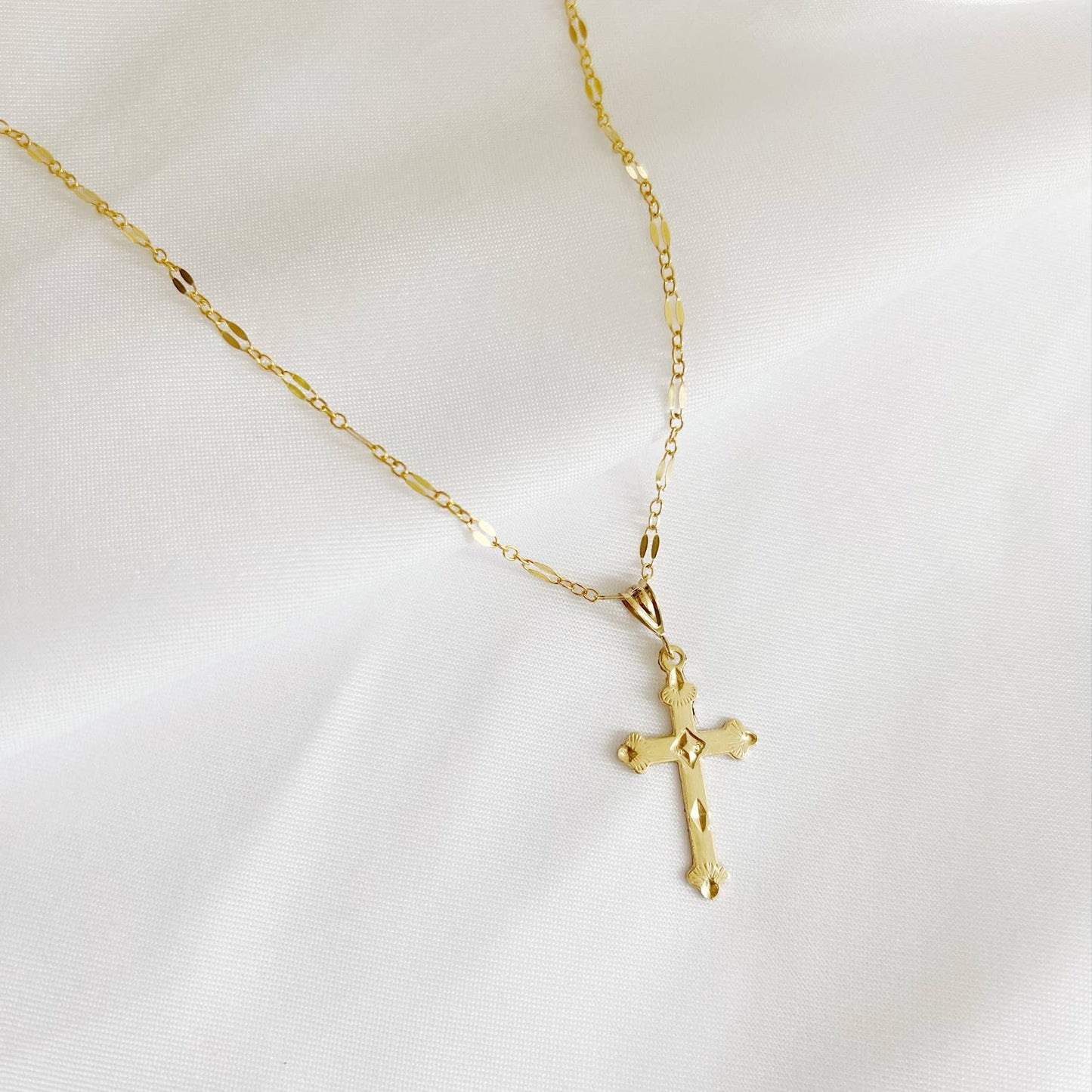 Risen Religious Cross Necklace Gold Filled Sterling Silver-yellow gold