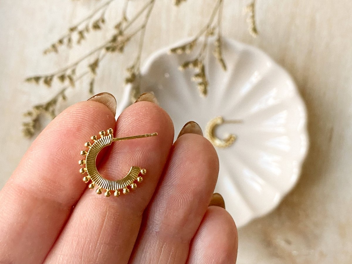 Atlas Studded Hoops - Elegant 14K Gold-Plated Earrings