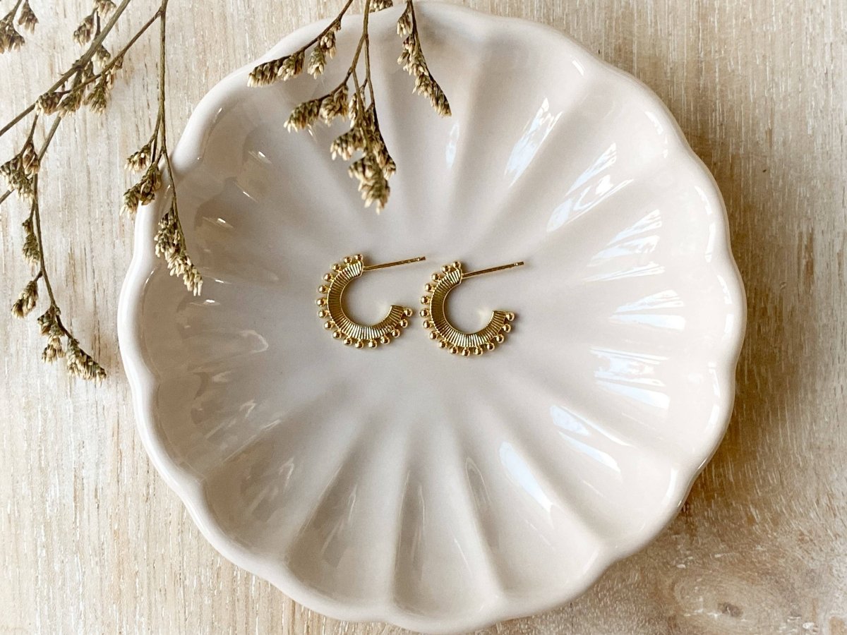 Atlas Studded Hoops - Elegant 14K Gold-Plated Earrings