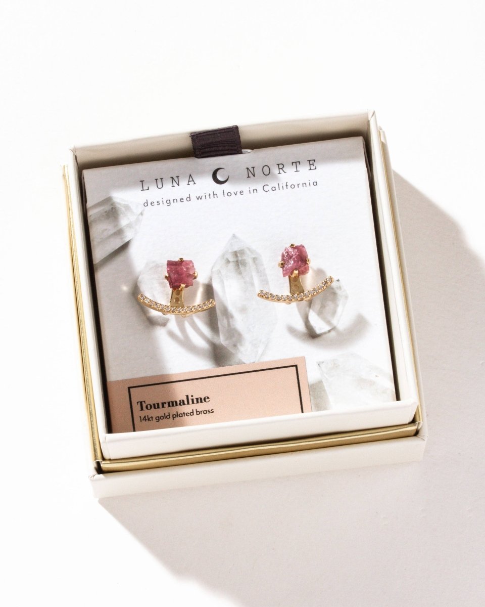 Audrey Pink Tourmaline Ear Jacket Elegant Earring Set