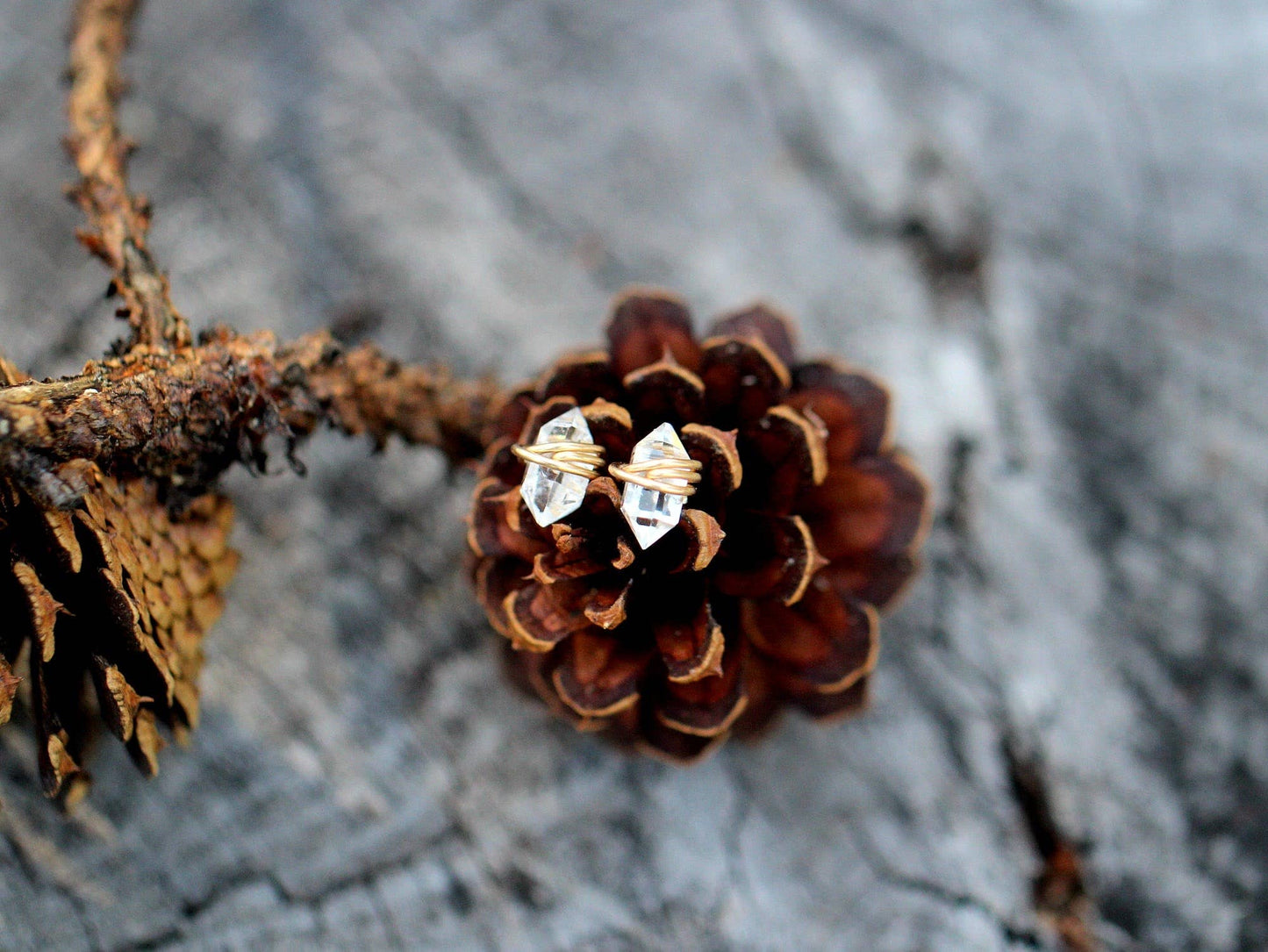 Rose Gold Herkimer Diamond Studs in 14k Gold Fill