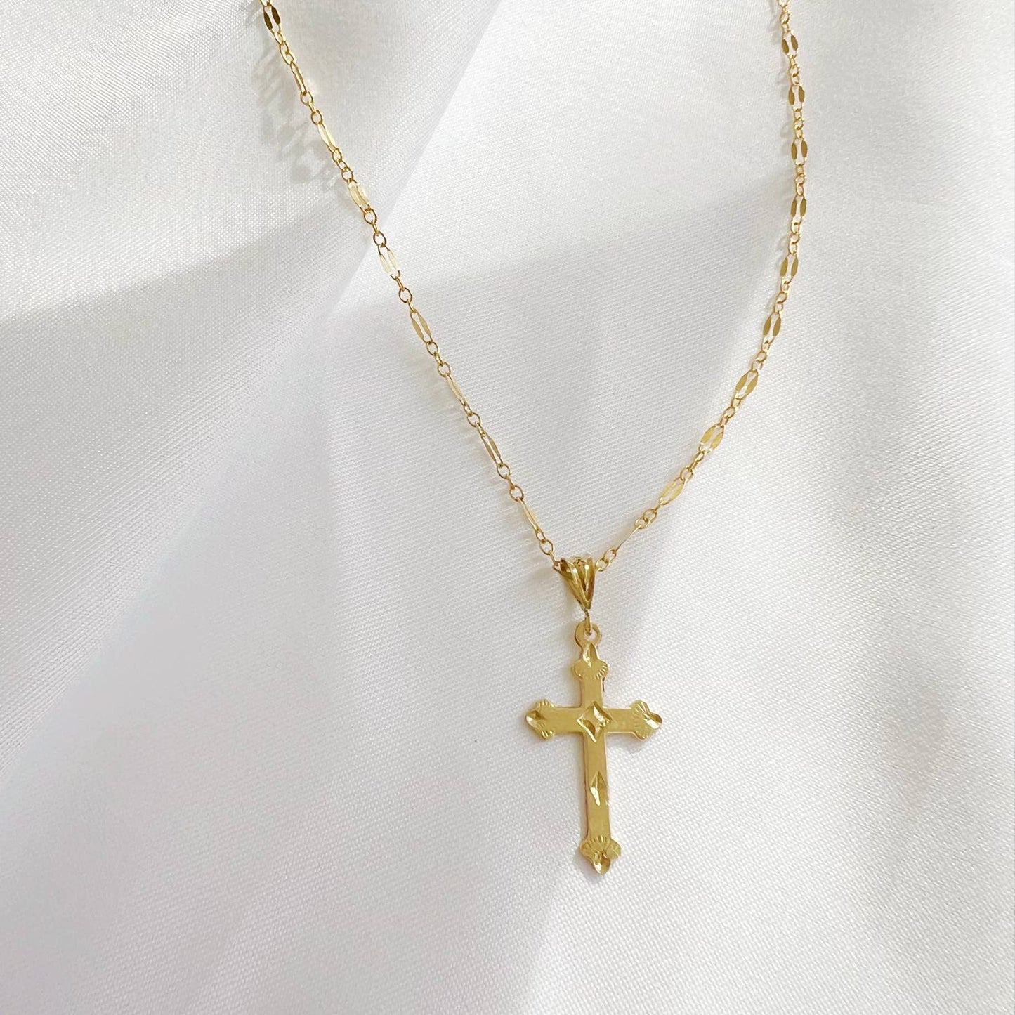 Risen Religious Cross Necklace Gold Filled Sterling Silver-yellow gold