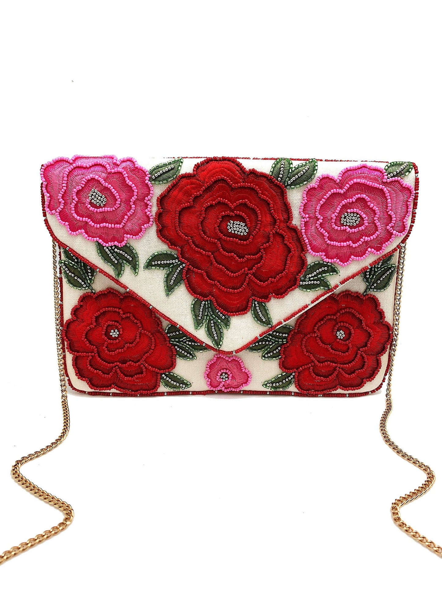 Elegant Secret Garden Beaded Clutch with Floral Design
