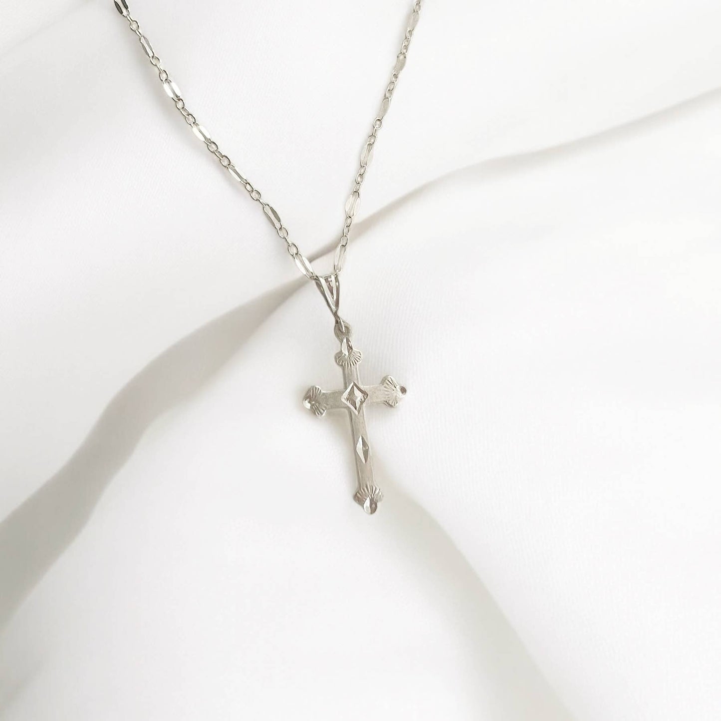 Risen Religious Cross Necklace Gold Filled Sterling Silver: Silver