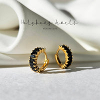 Back in Black Baguette Huggie Earrings for Elegant Style