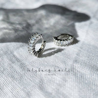 Baguette Huggie Earrings Silver 10mm Chic Style