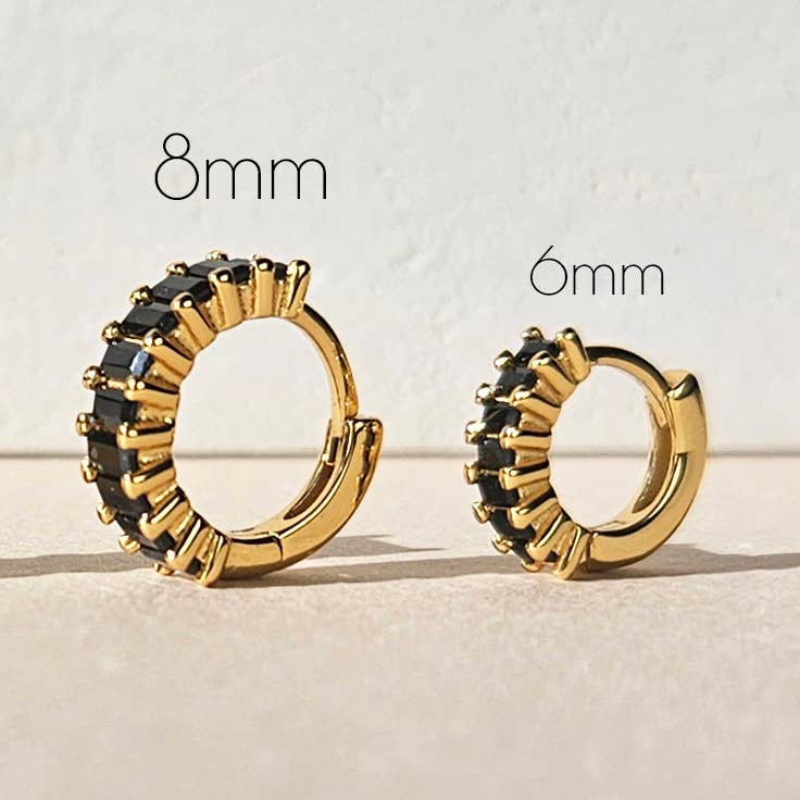 Back in Black Baguette Huggie Earrings for Elegant Style