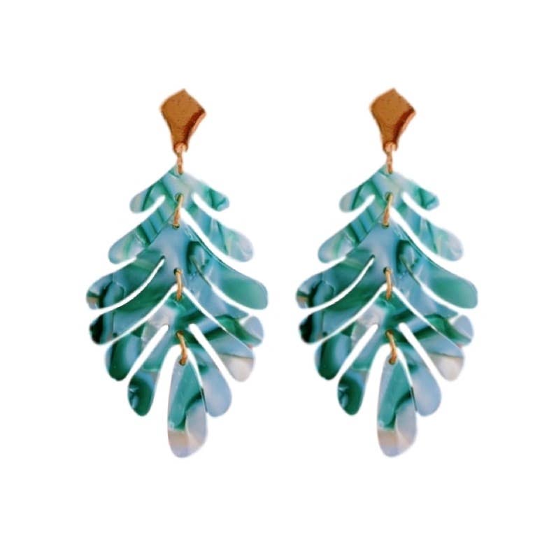 Sasha Green Petite Palm Drop Statement Earrings for Women
