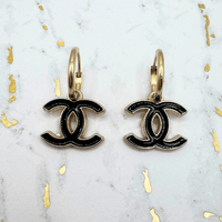 Black CC 14K Gold Filled Hoop Earrings