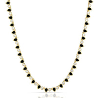 Black Onyx & Gold Teardrop Tennis Necklace