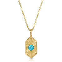 Blue Opal Radiant Hexagon Pendant