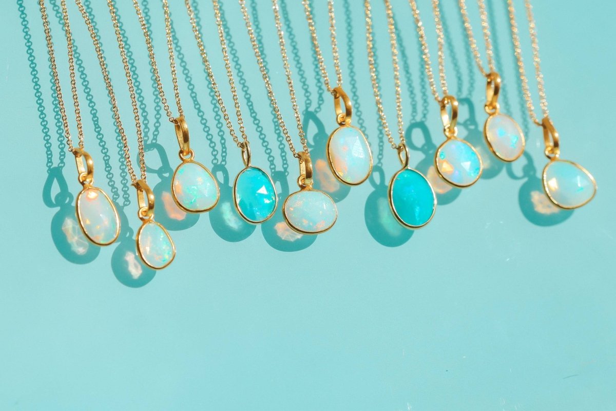 Blue Opal Rose Cut Necklace by Julia Szendrei Jewelry