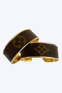 Bold Inspired Upcycled Louis Vuitton Style Cuff Bracelet
