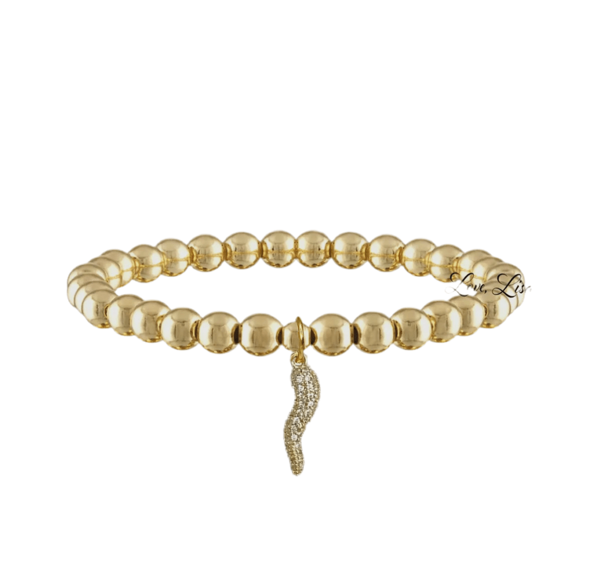 Brandi Rhinestone Italian Horn Pave Cornicello Bracelet in Gold