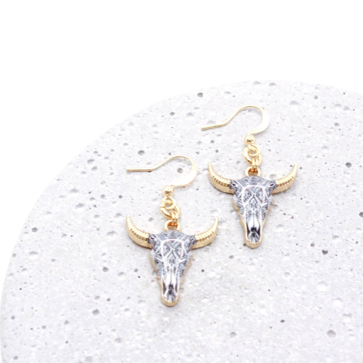 By The Horns Blue Dangle Earrings for Elegant Style