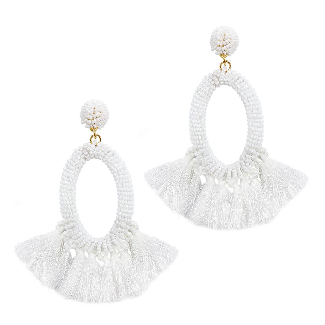 White Sands Beaded Oval Drop Earring for Elegant Style