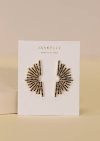 Celestial - Black Sunburst - Gold Earrings for Elegance