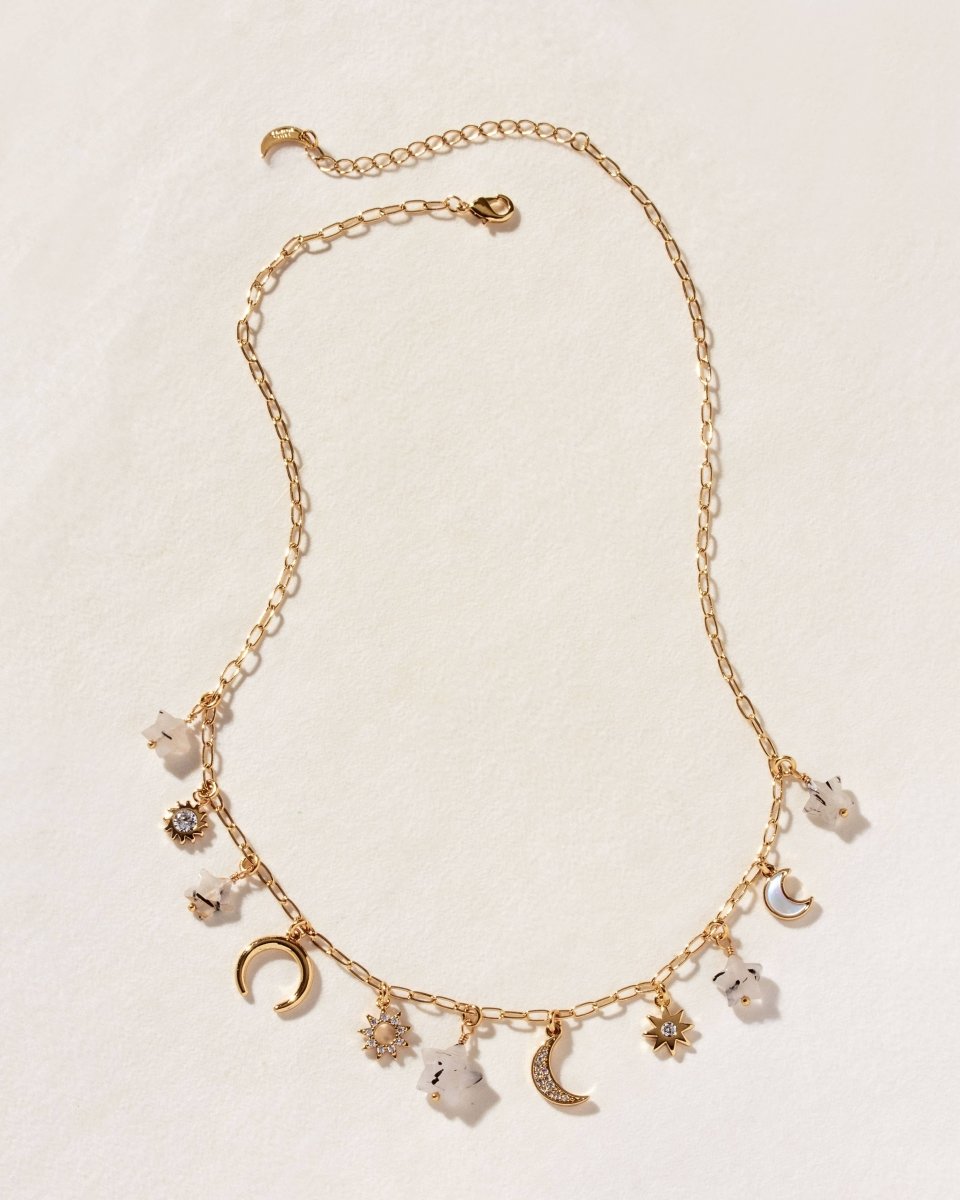 Celestial Tourmalinated Quartz Charm Necklace for Elegance