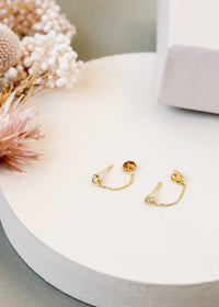 Chandra 18k Gold Chain Huggie Earrings