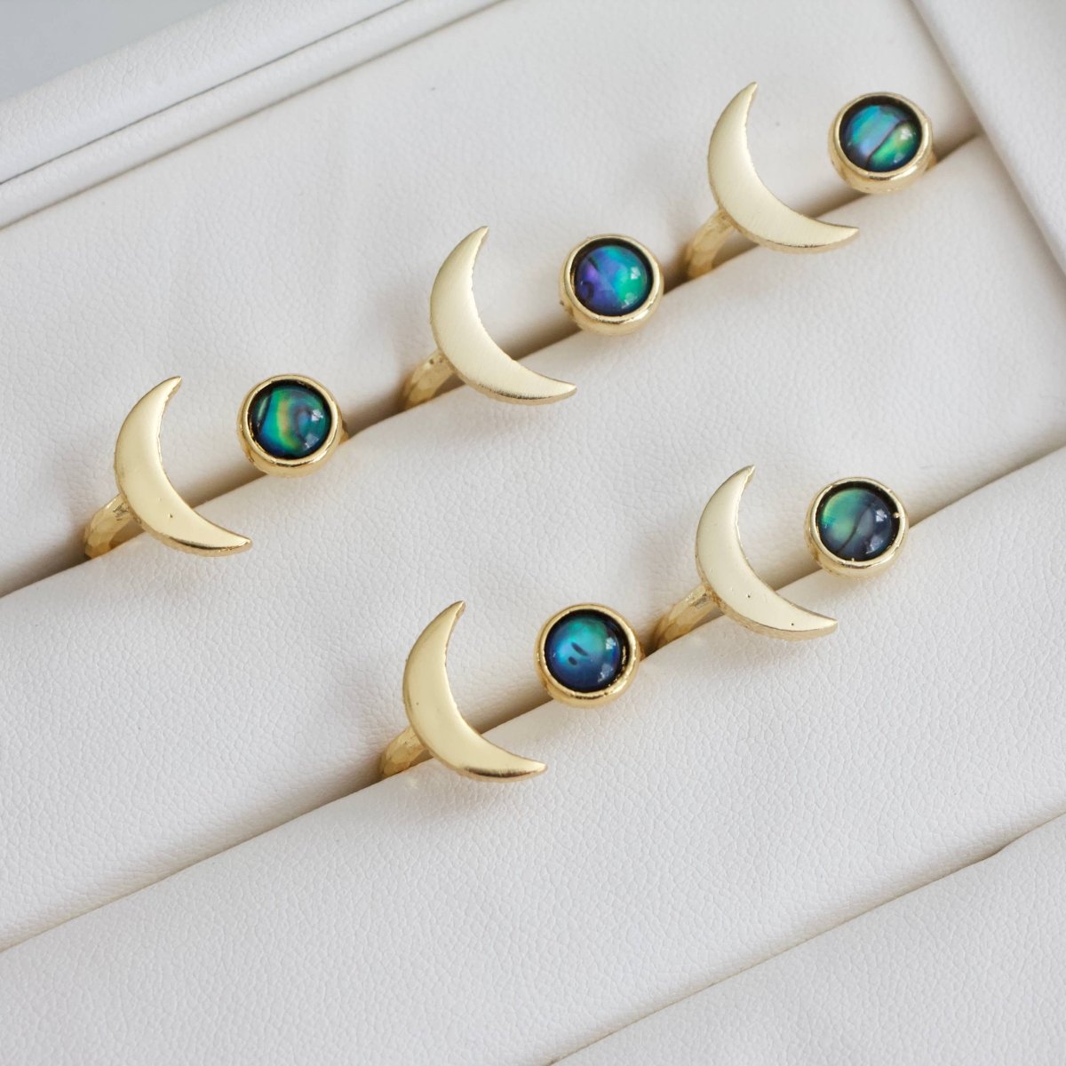 Ciara Abalone Crescent Ring Adjustable Elegant Jewelry - Red Bird Road