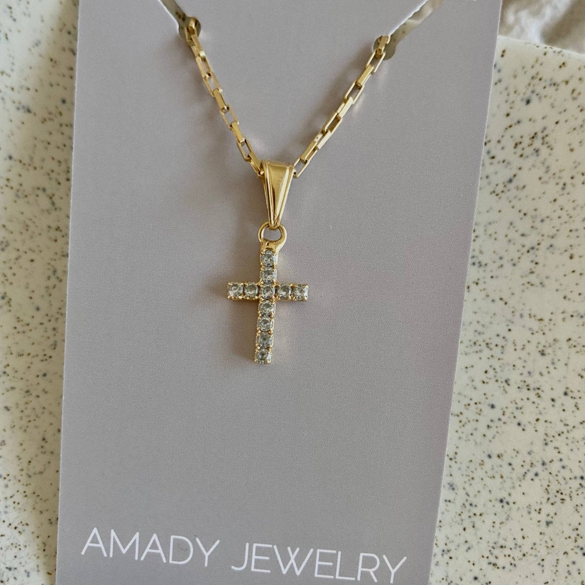 Cross Faith Religious 18k GF Glass Charm Necklace