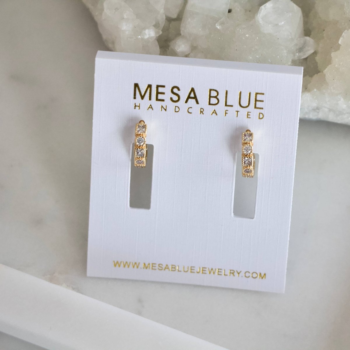 CZ Geometric Hoop Earrings