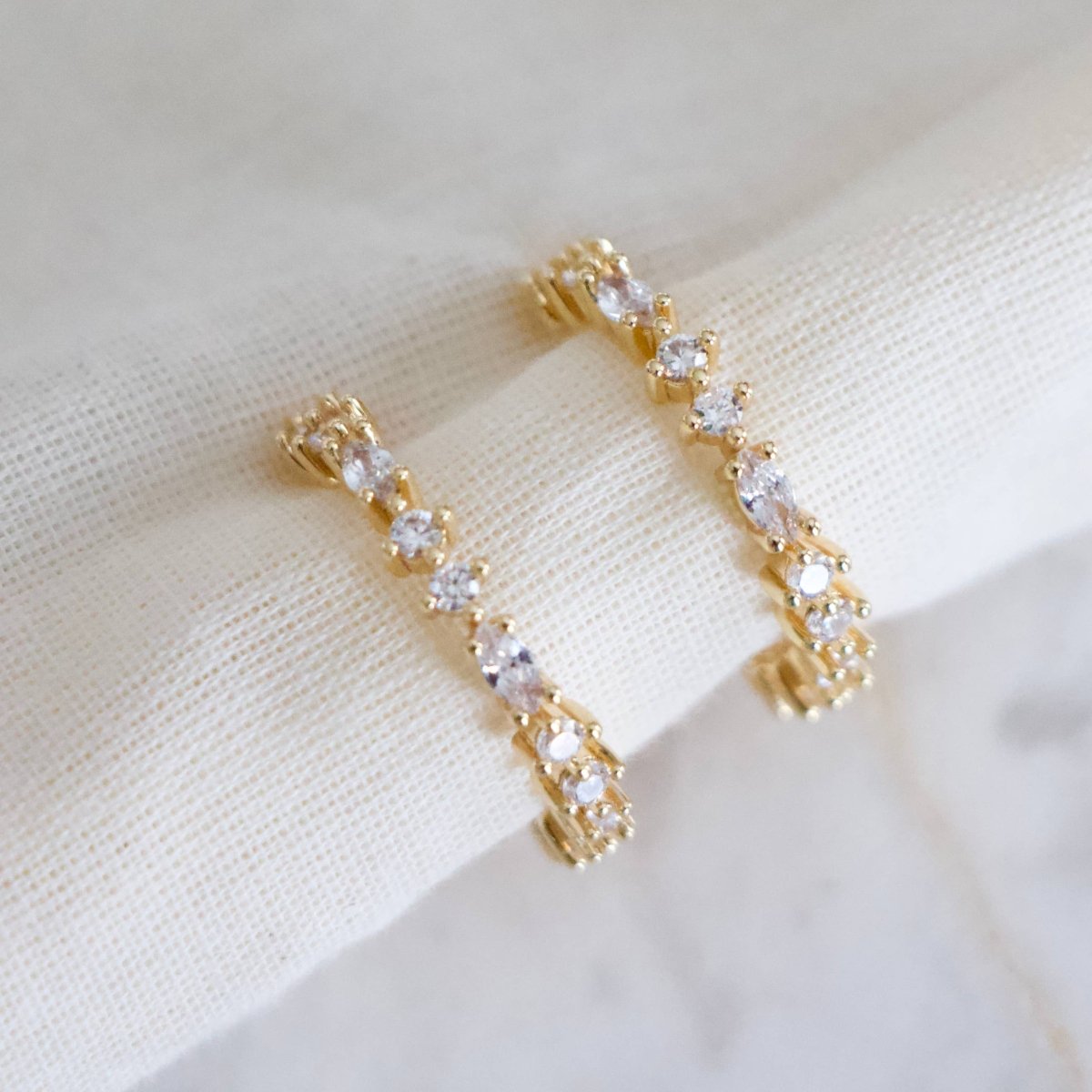 CZ Pave Hoop Earrings - Large
