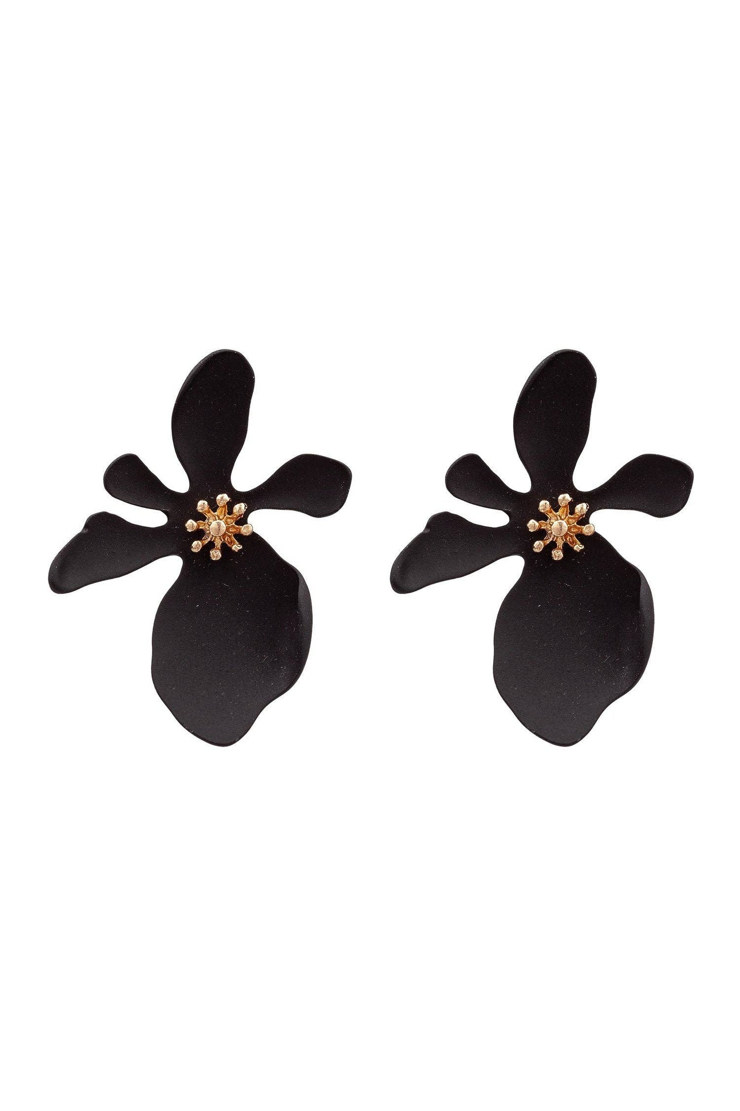 Stunning Flora Black Earrings with Crystal Accent Design