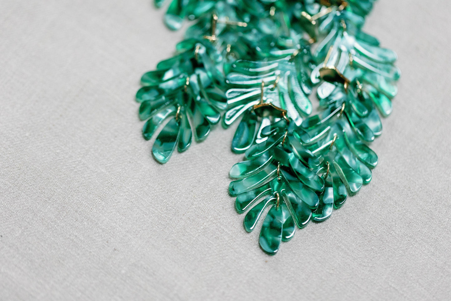 Sasha Green Petite Palm Drop Statement Earrings for Women