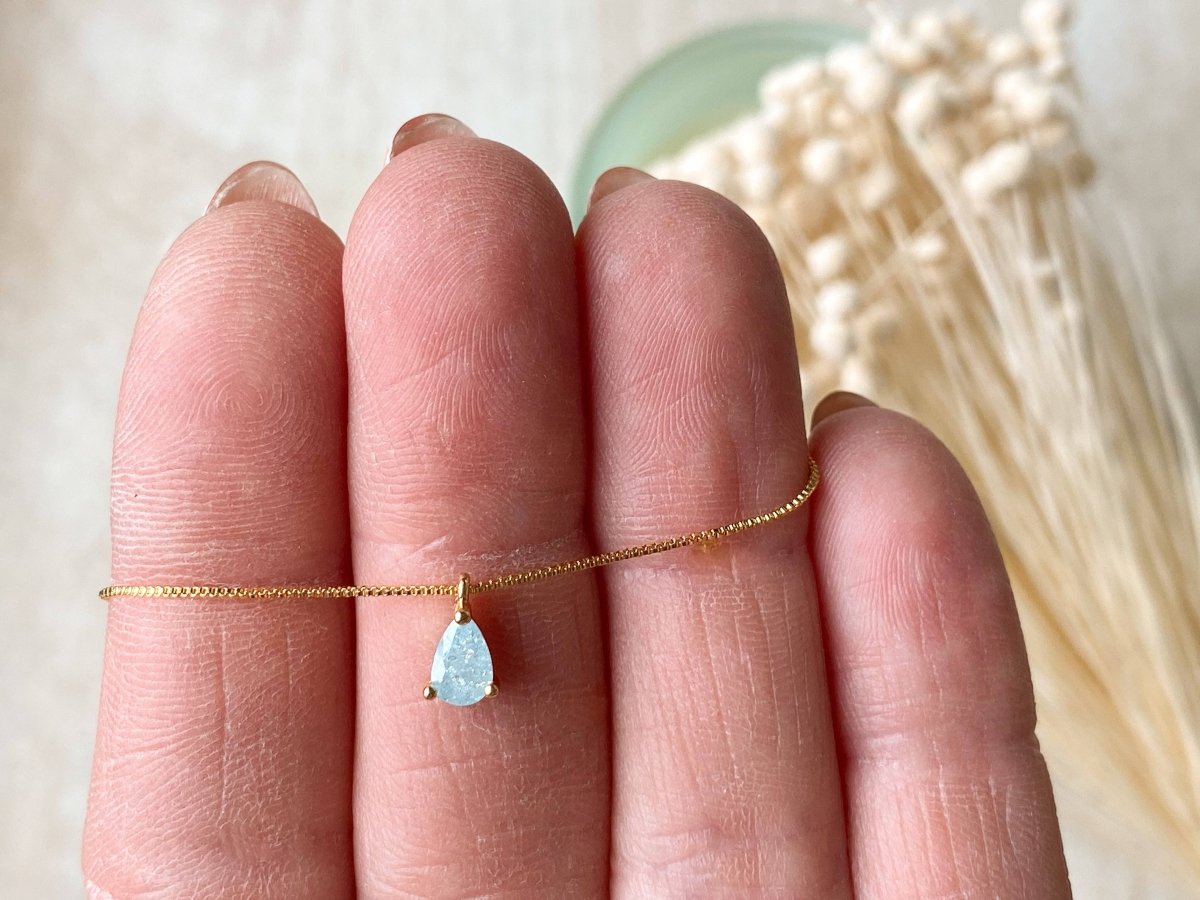 Dainty Olina Necklace with Sparkly Blue Cubic Zirconia