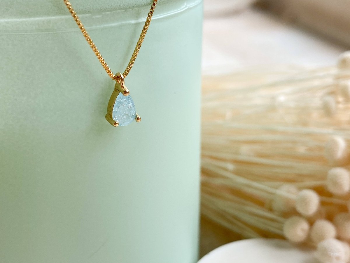 Dainty Olina Necklace with Sparkly Blue Cubic Zirconia