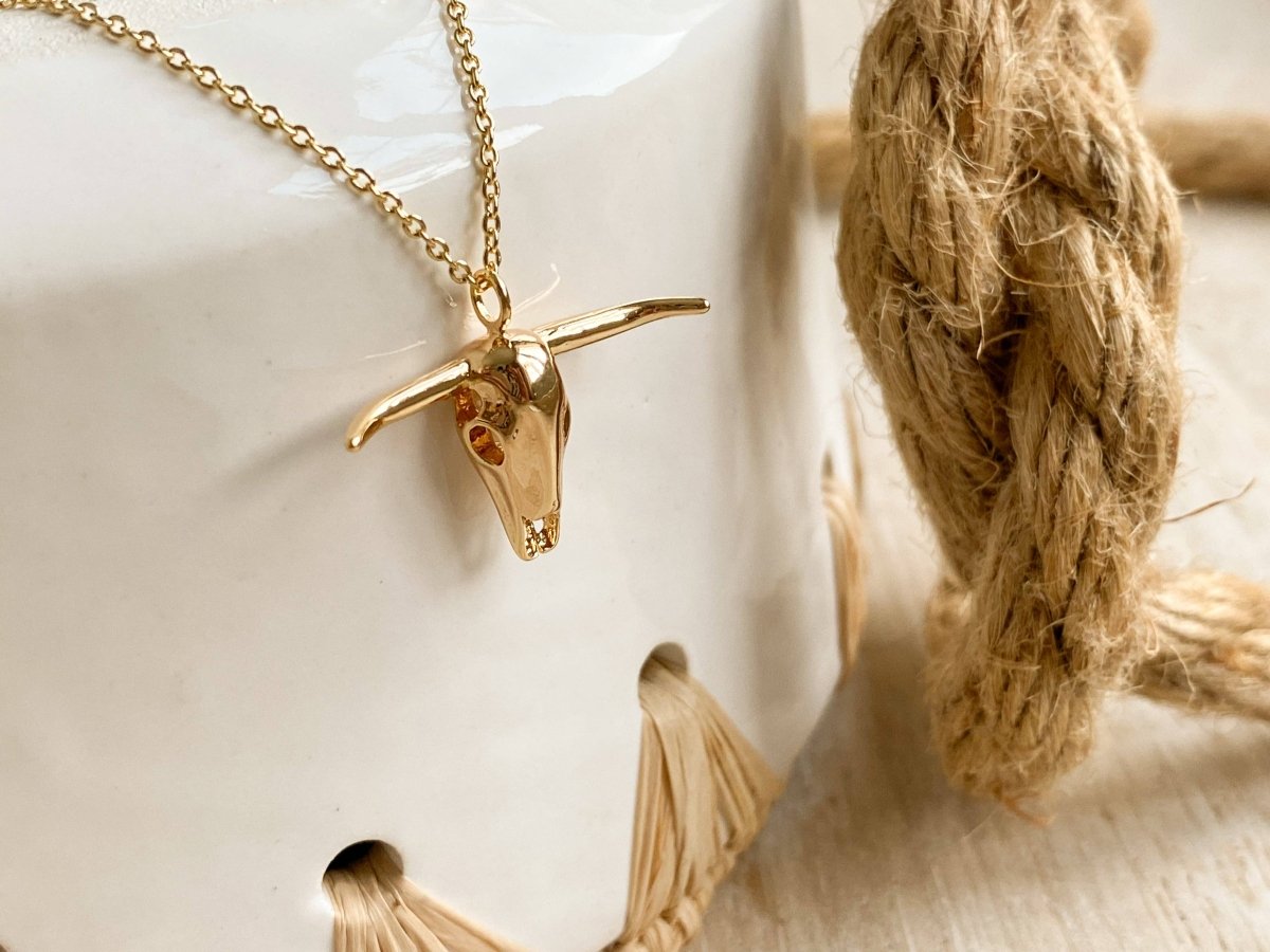 Desert Longhorn Necklace in Gold or Silver for Women