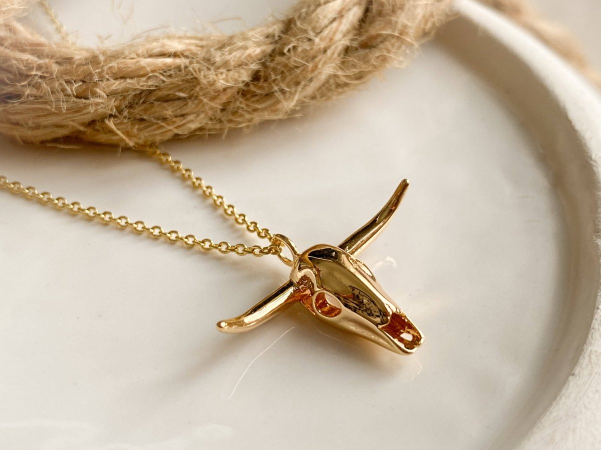 Desert Longhorn Necklace in Gold or Silver for Women