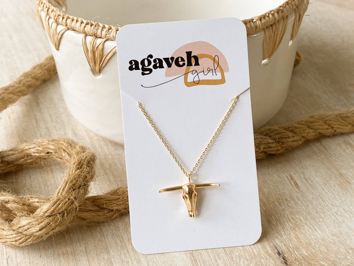 Desert Longhorn Necklace in Gold or Silver for Women