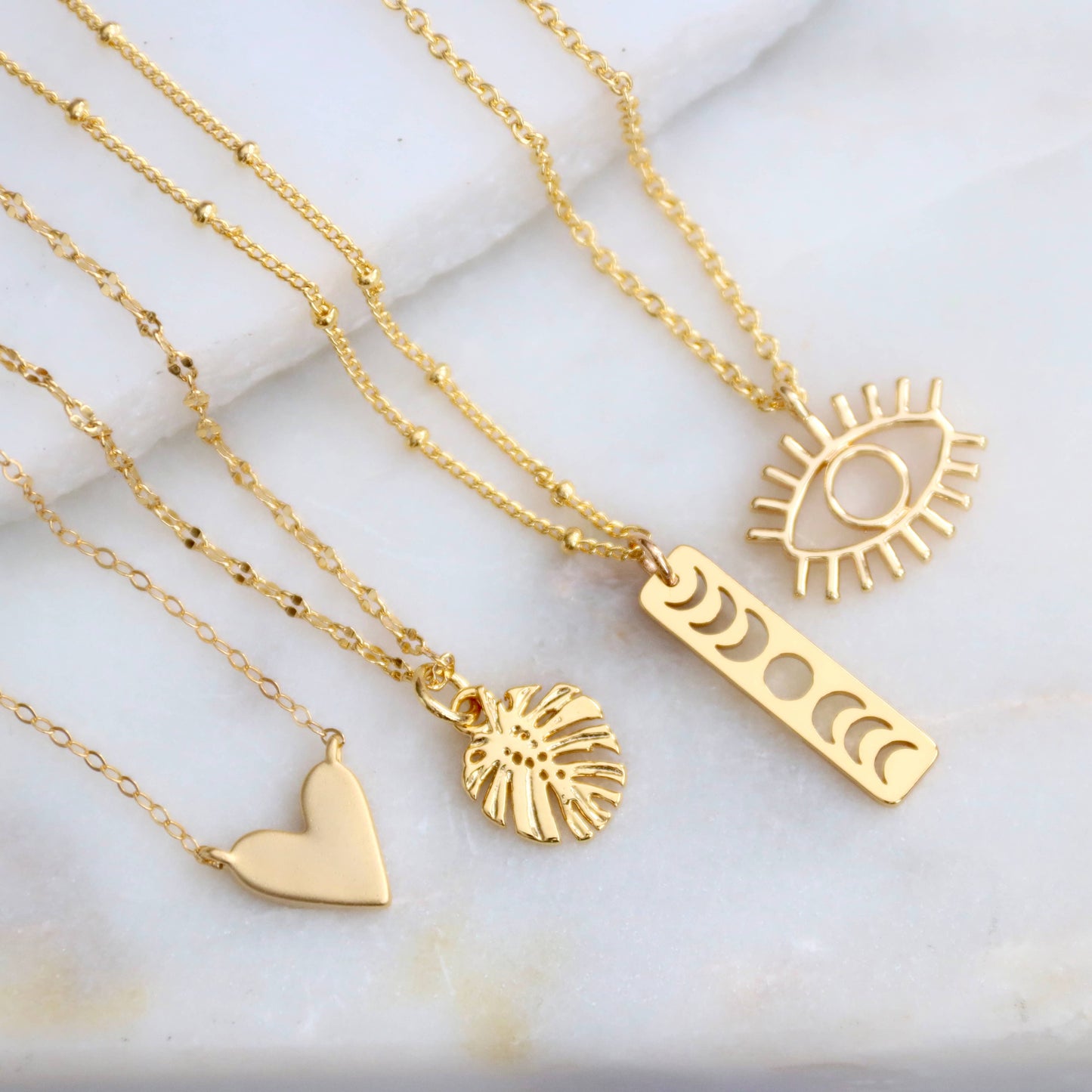 Celestial Moon Phase Necklace in 18K Gold Plating