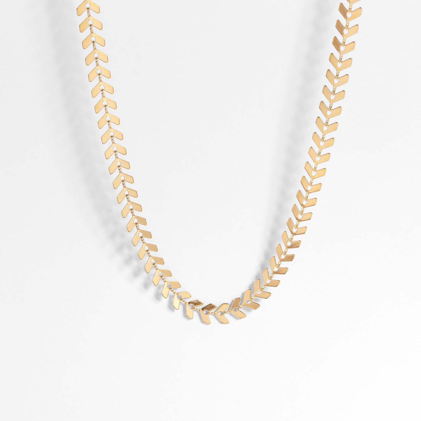 Chevron Waterproof Gold Chain Necklace with 18K PVD Finish