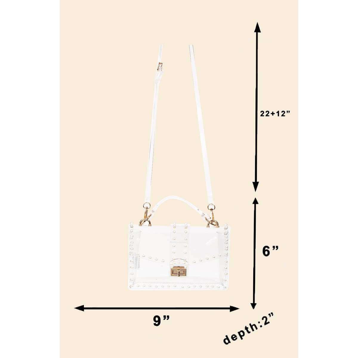 Let's Play Clear Rhinestone Trim Stadium Bag 9x6x2 Inches