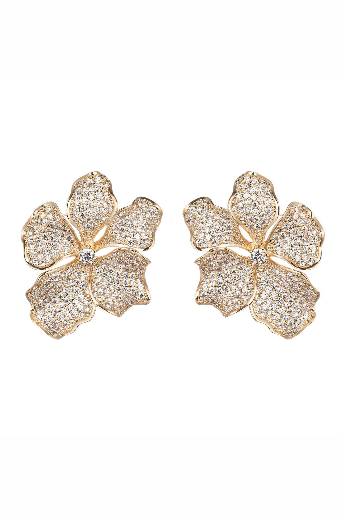 Harper CZ Flower Earrings for Elegant Floral Style