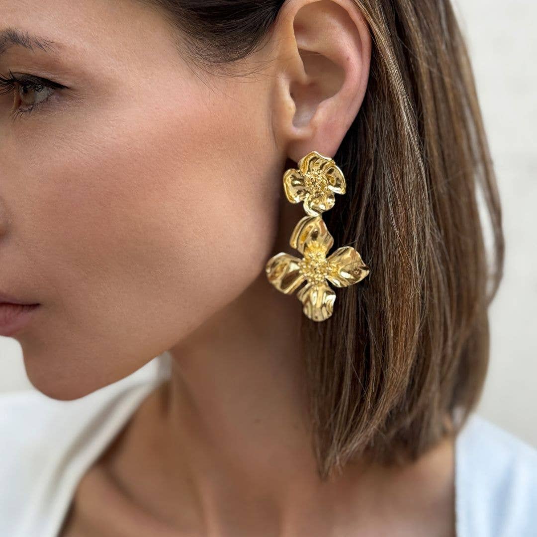 Demi 14K Gold Plated Flower Drop Earrings for Women