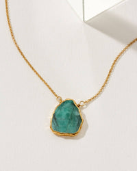 Earth, Wind and Fire Genuine Emerald Stone Necklace 16 Inch