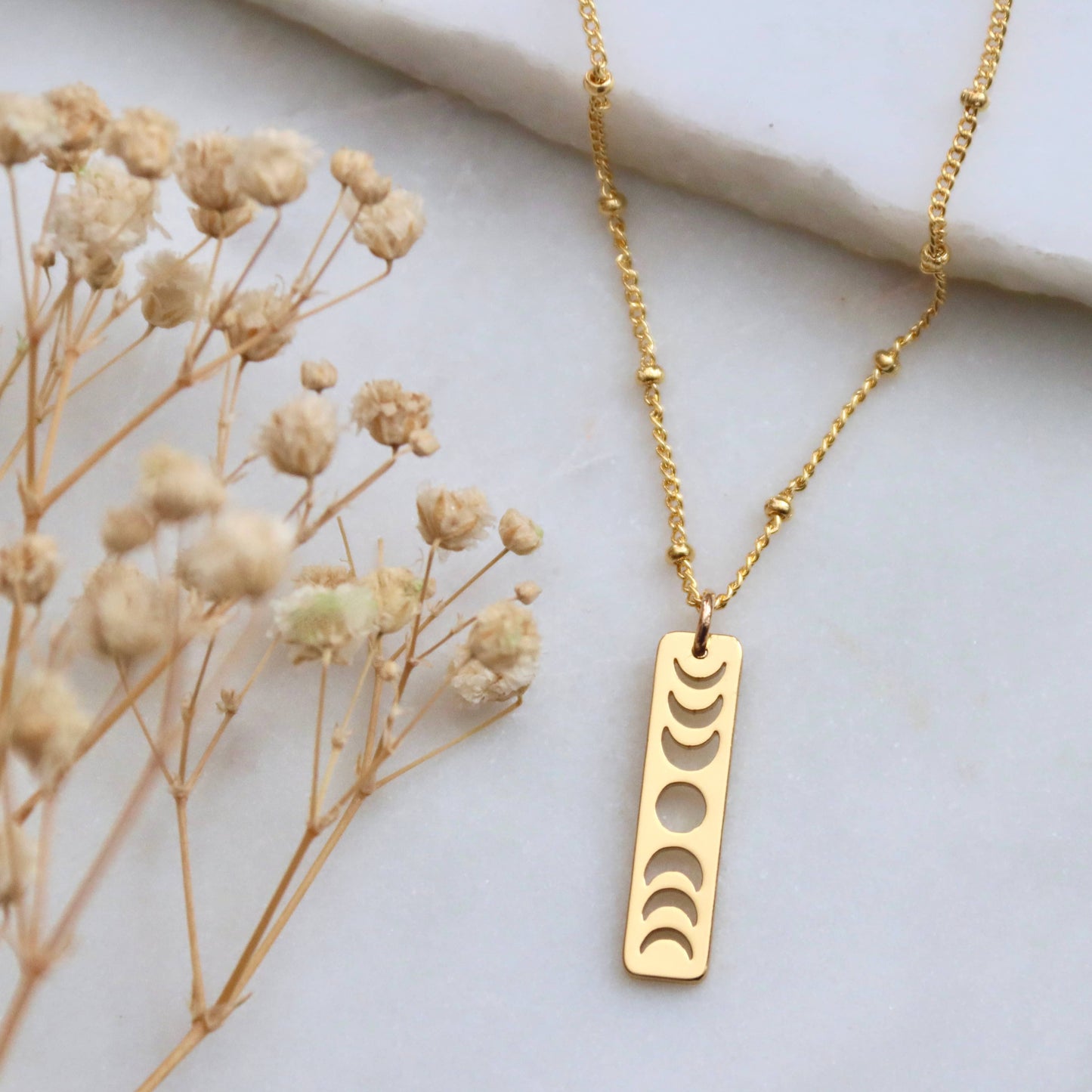 Celestial Moon Phase Necklace in 18K Gold Plating