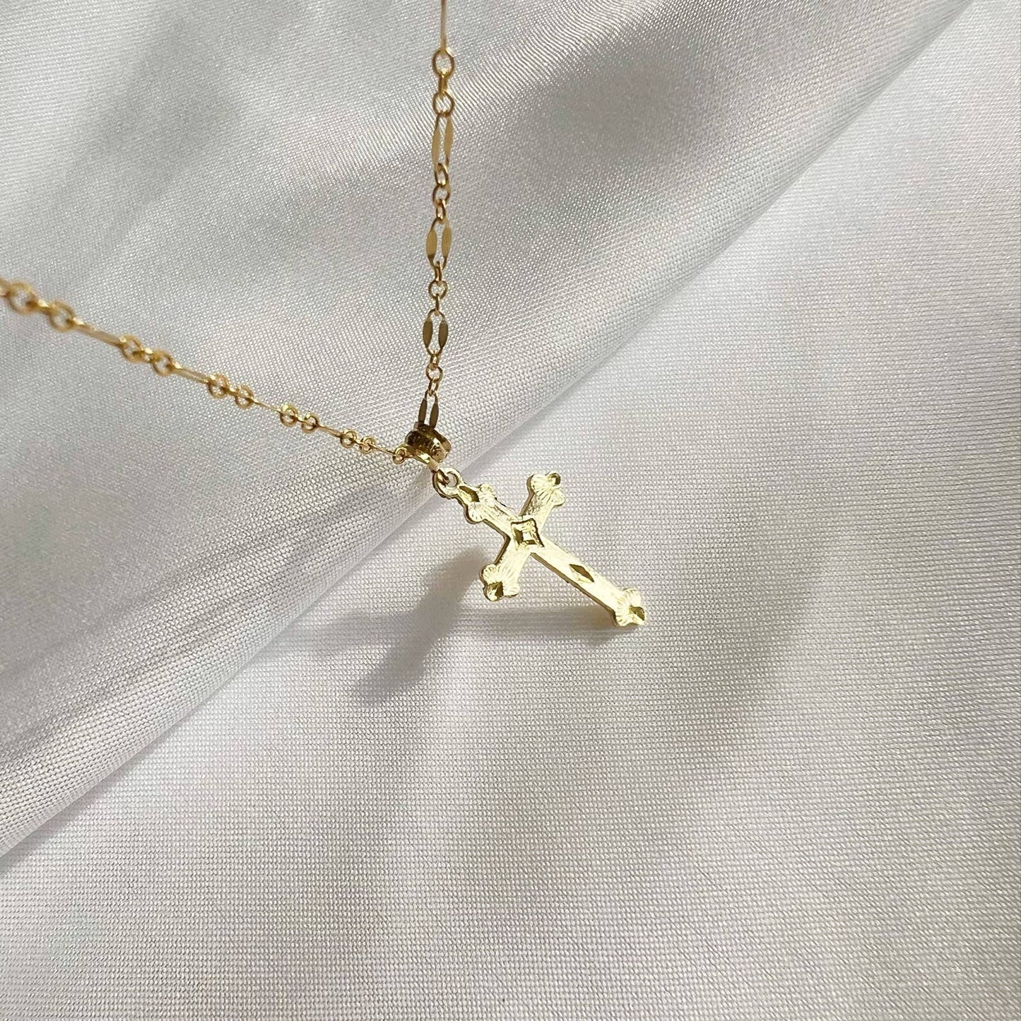 Risen Religious Cross Necklace Gold Filled Sterling Silver-yellow gold