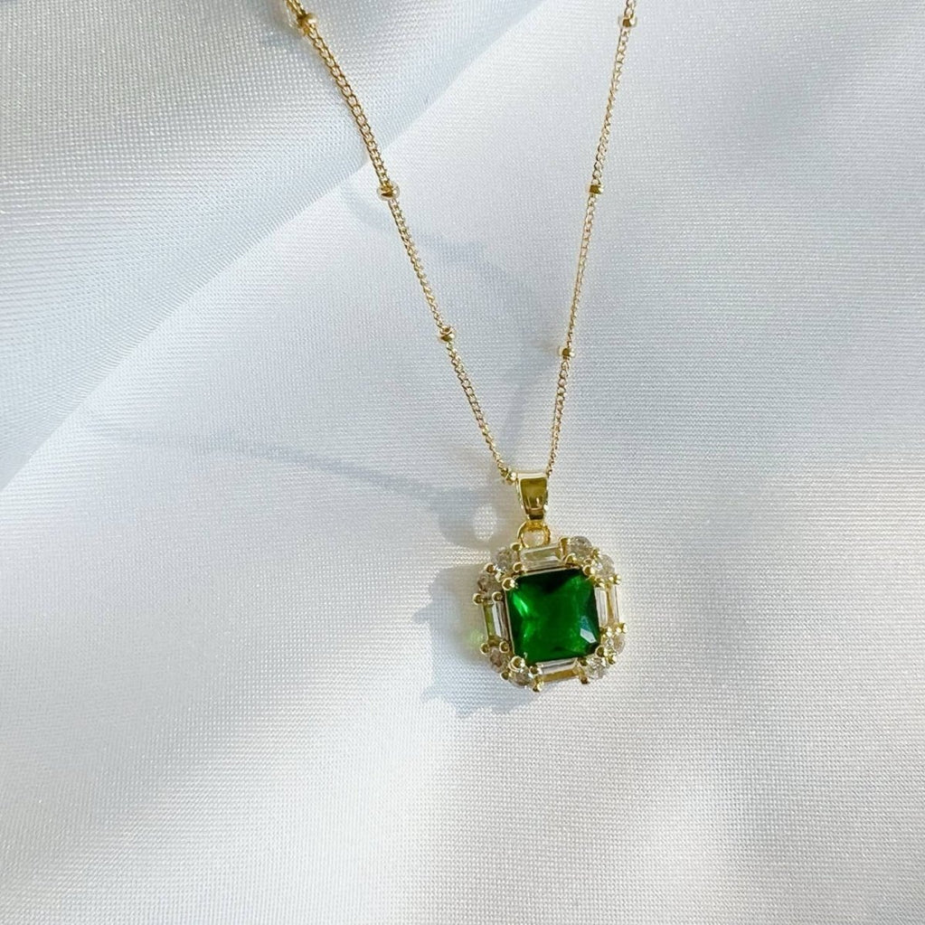 Emerald City Green Satellite Gold Filled Necklace