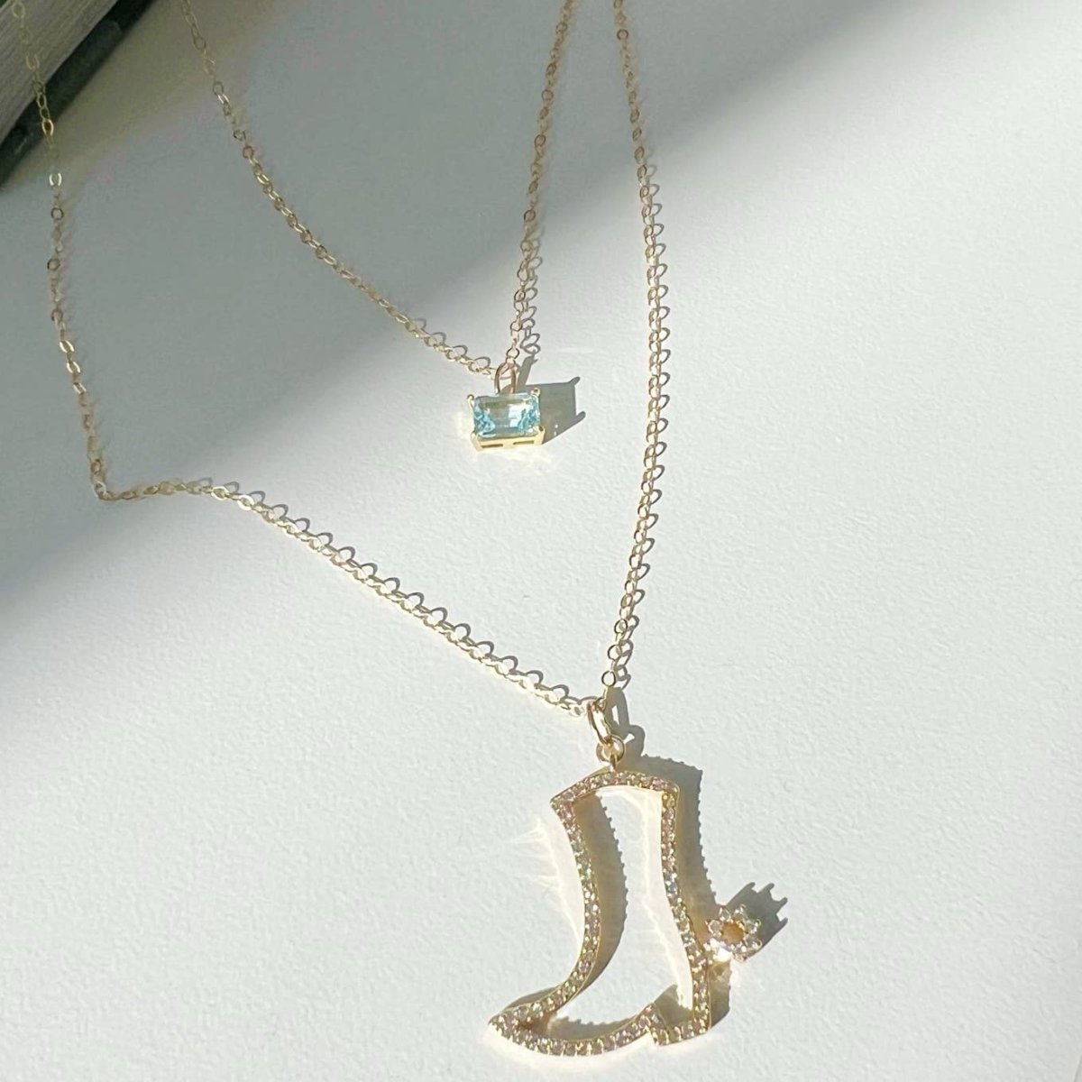Everly Light Blue Aquamarine CZ Necklace Gold Filled
