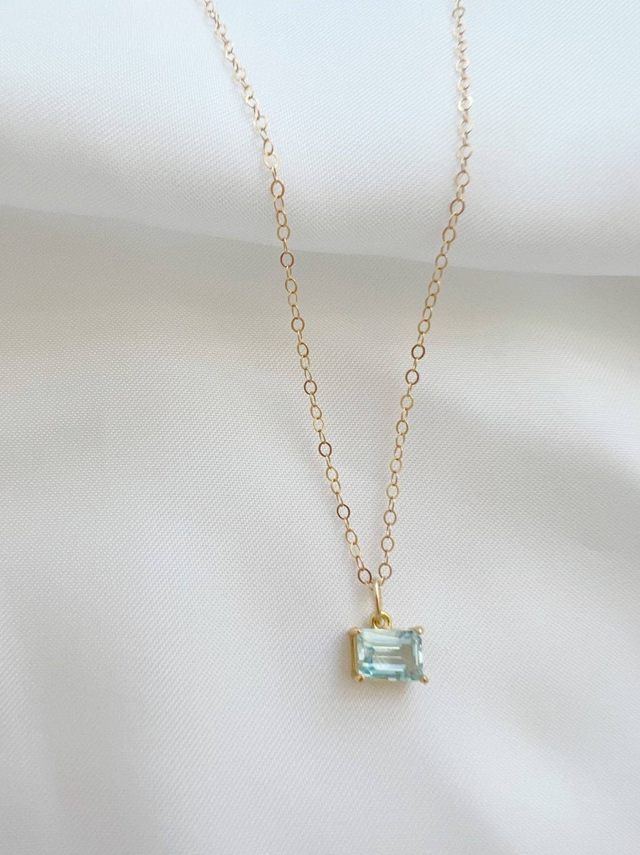 Everly Light Blue Aquamarine CZ Necklace Gold Filled