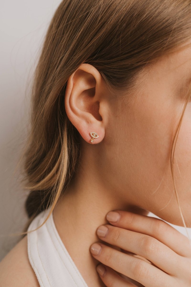 Evil Eye Drop - Amazonite - Gold Earrings for Stylish Look